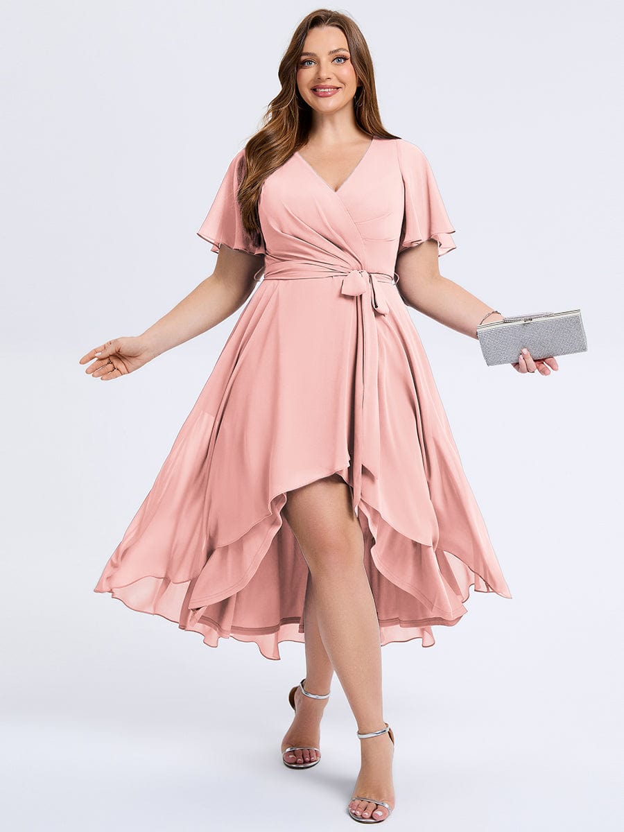 pretty MARISELLE|Plus Size Tie Knot Chiffon Wedding Guest Dress