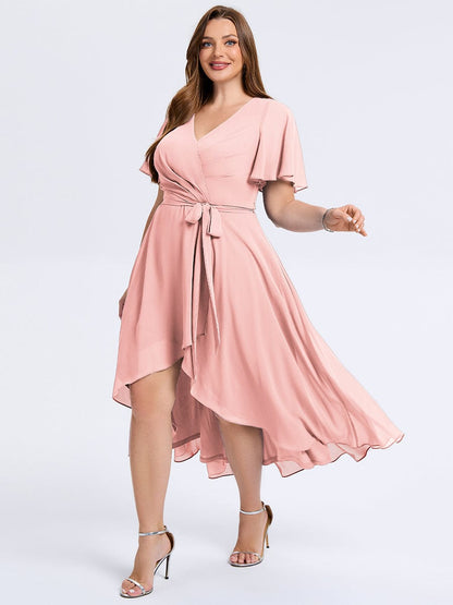 pretty MARISELLE|Plus Size Tie Knot Chiffon Wedding Guest Dress