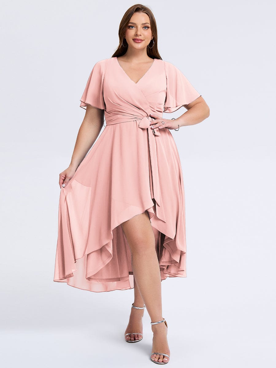 pretty MARISELLE|Plus Size Tie Knot Chiffon Wedding Guest Dress