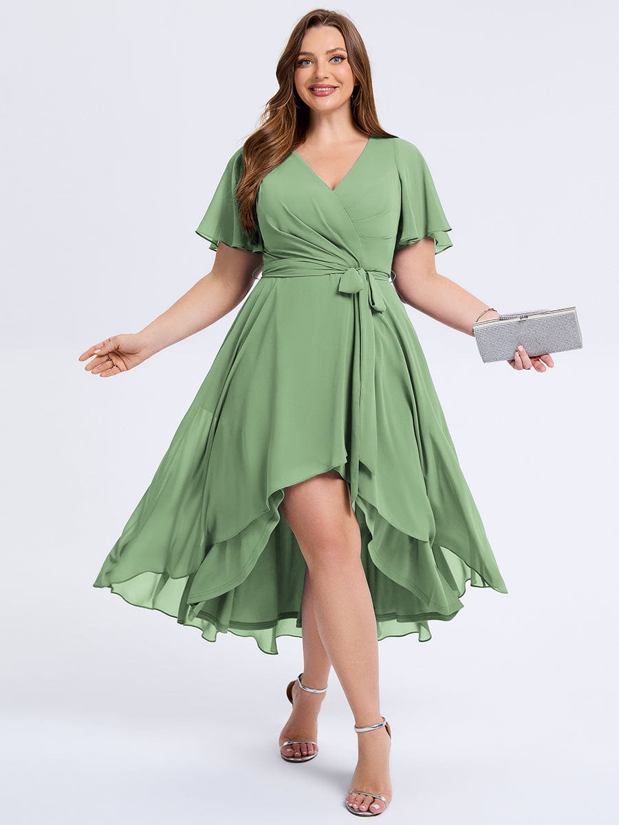 pretty MARISELLE|Plus Size Tie Knot Chiffon Wedding Guest Dress