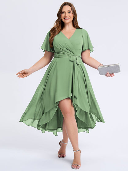 pretty MARISELLE|Plus Size Tie Knot Chiffon Wedding Guest Dress