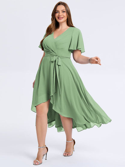 pretty MARISELLE|Plus Size Tie Knot Chiffon Wedding Guest Dress
