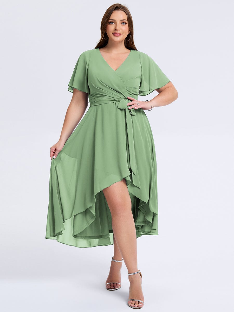 pretty MARISELLE|Plus Size Tie Knot Chiffon Wedding Guest Dress