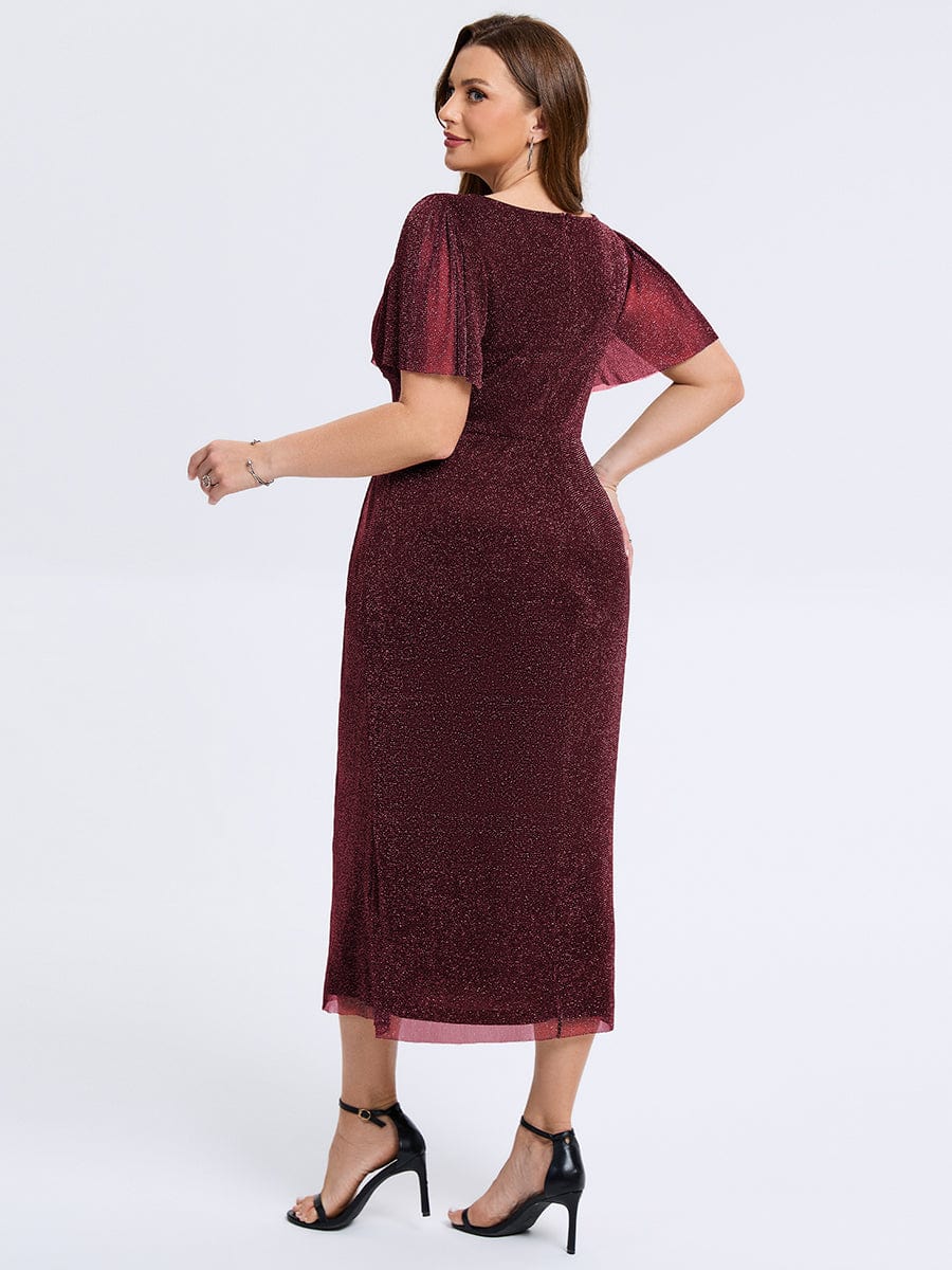 pretty NOIRA|Plus Size Slit Mesh Wedding Guest Dress