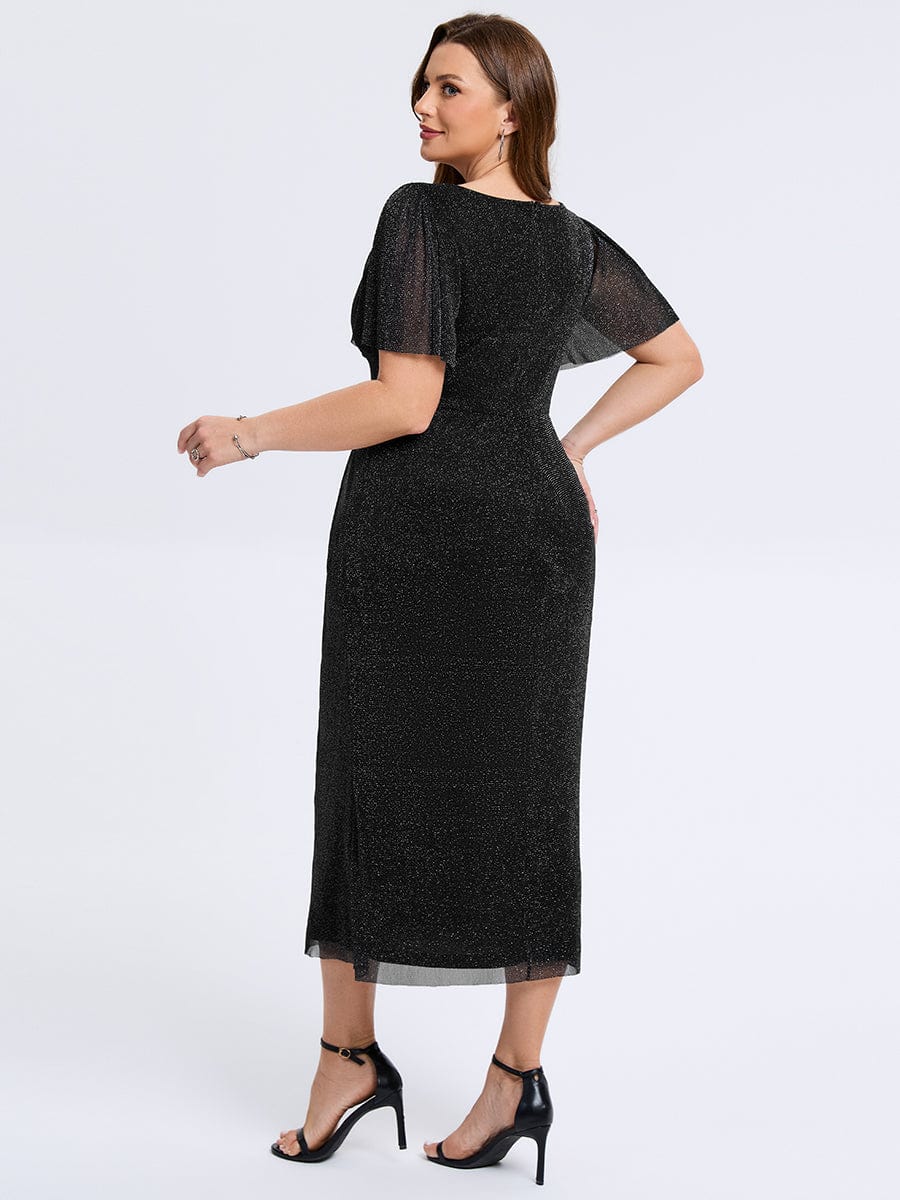pretty NOIRA|Plus Size Slit Mesh Wedding Guest Dress