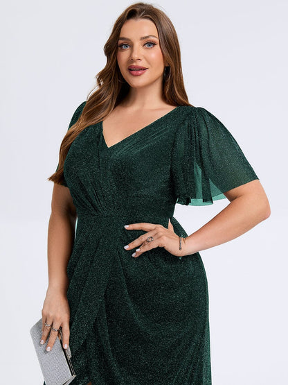 pretty NOIRA|Plus Size Slit Mesh Wedding Guest Dress