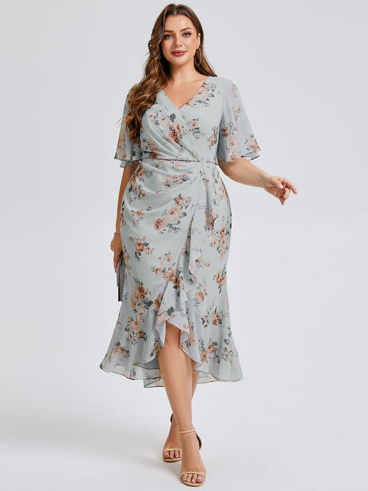 pretty FLORENCIA|Plus Size Printed Mermaid Chiffon Wedding Guest Dress