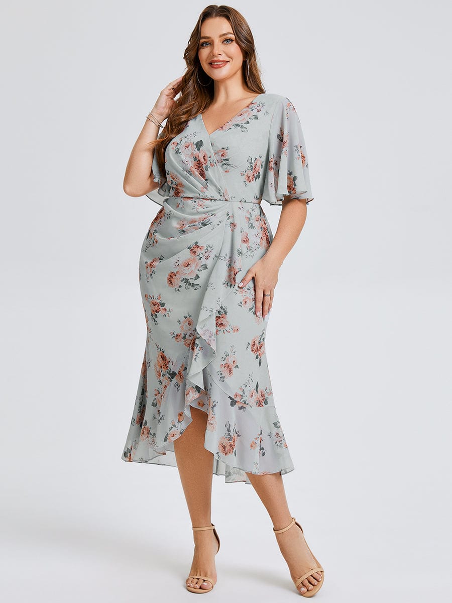 pretty FLORENCIA|Plus Size Printed Mermaid Chiffon Wedding Guest Dress