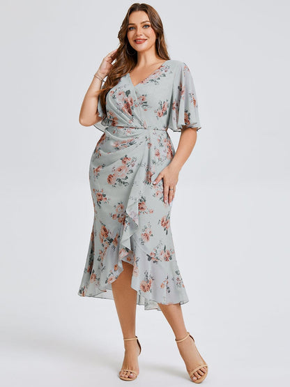 pretty FLORENCIA|Plus Size Printed Mermaid Chiffon Wedding Guest Dress