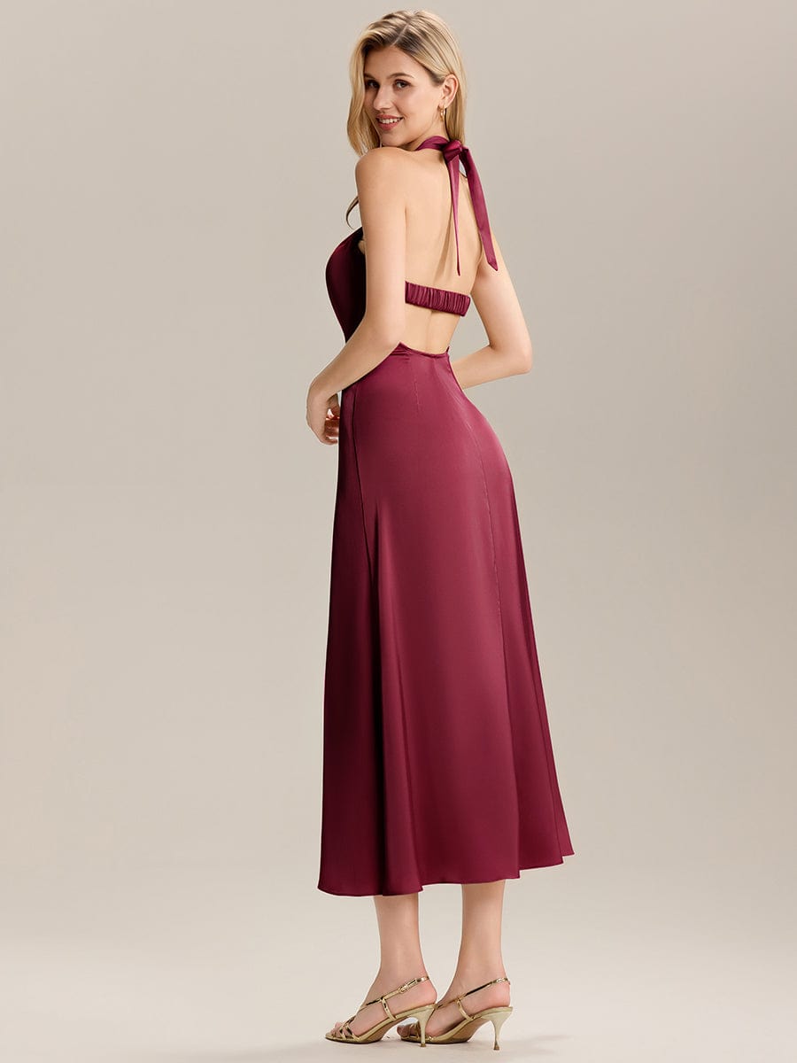 ever LENORA|Backless Satin Sleeveless Wedding Guest Dress