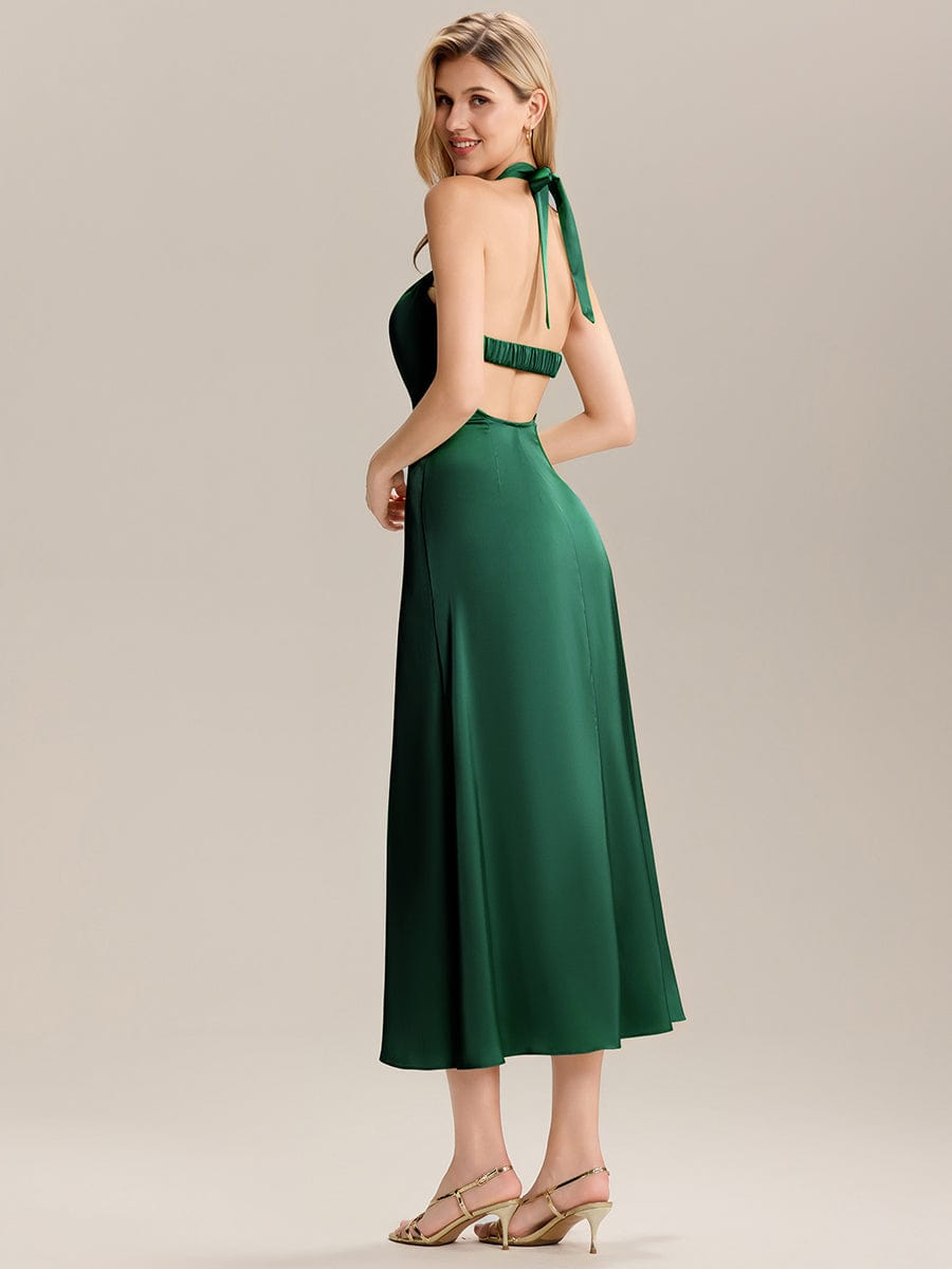 ever LENORA|Backless Satin Sleeveless Wedding Guest Dress