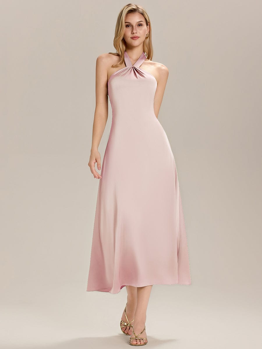 ever LENORA|Backless Satin Sleeveless Wedding Guest Dress