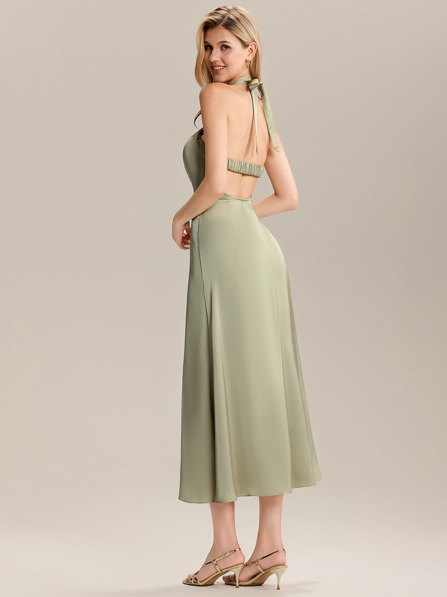 ever LENORA|Backless Satin Sleeveless Wedding Guest Dress
