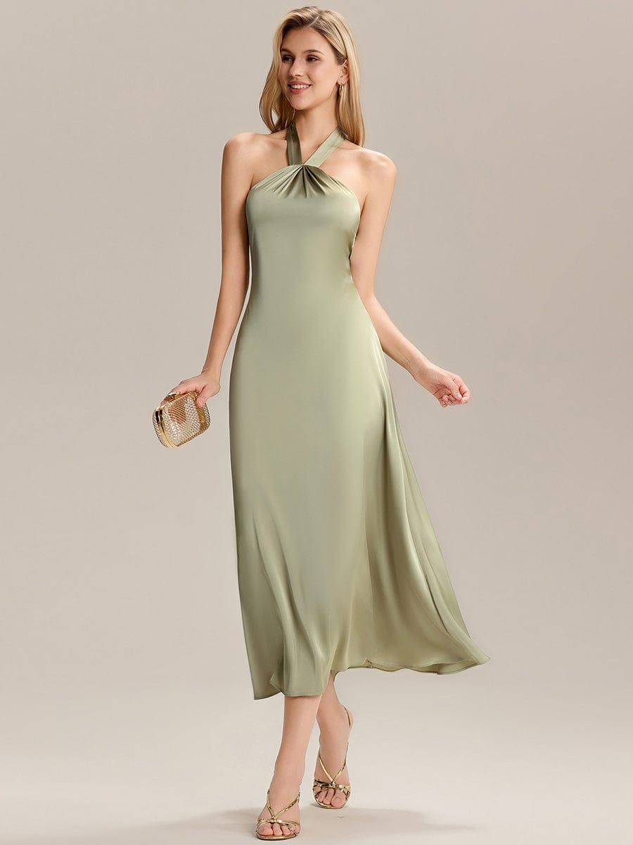 ever LENORA|Backless Satin Sleeveless Wedding Guest Dress