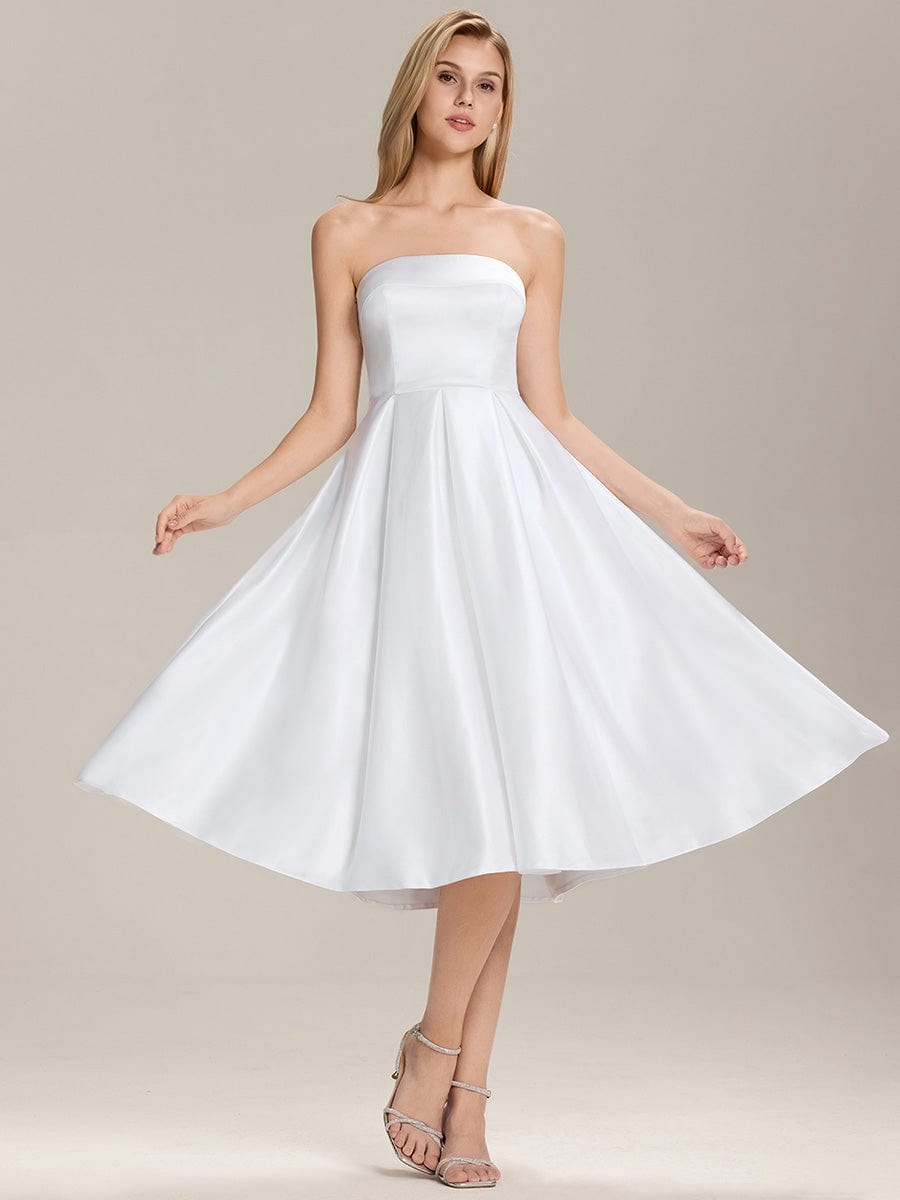 ever AMARA|Satin Strapless A-Line Midi Dress