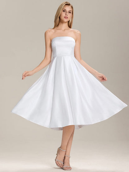 ever AMARA|Satin Strapless A-Line Midi Dress