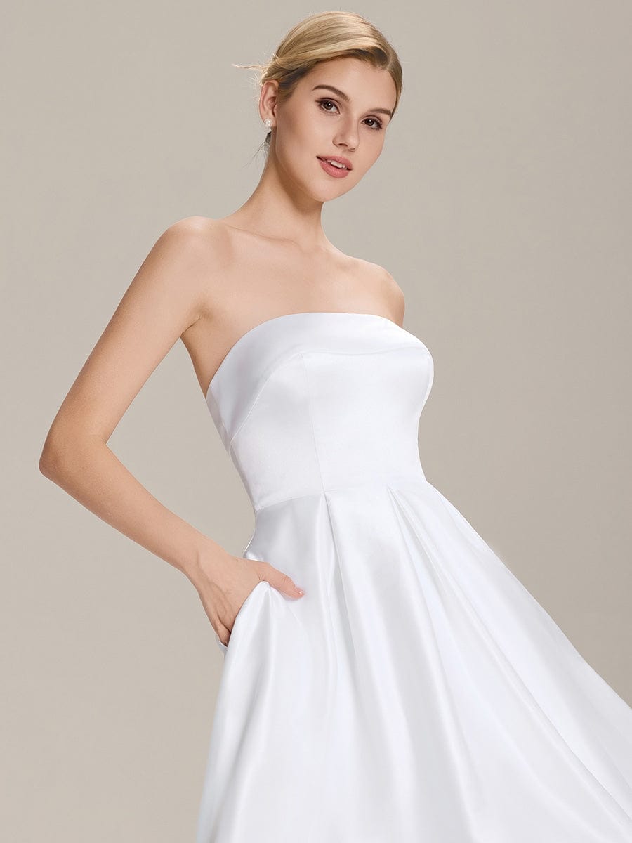 ever AMARA|Satin Strapless A-Line Midi Dress