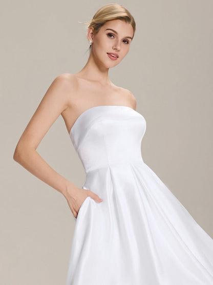 ever AMARA|Satin Strapless A-Line Midi Dress