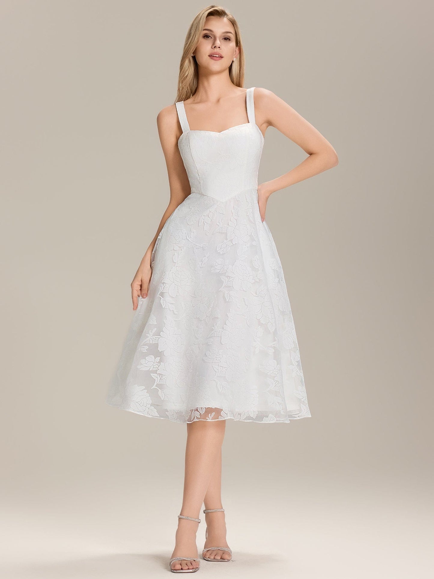 ever ELODIE|Floral Mesh Sleeveless A-Line Midi Dress