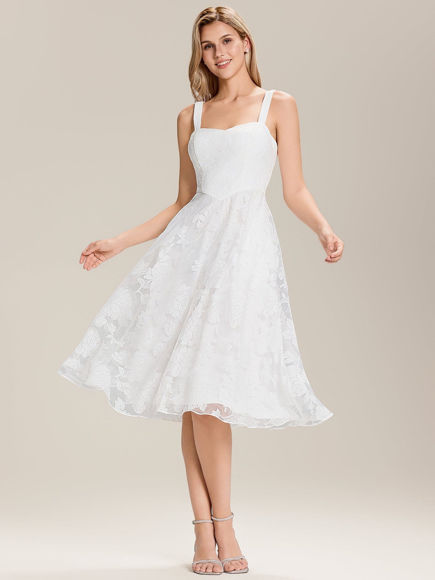 ever ELODIE|Floral Mesh Sleeveless A-Line Midi Dress