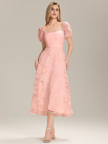 ever THALINA|Elegant Puff Sleeve A-Line Midi Dress