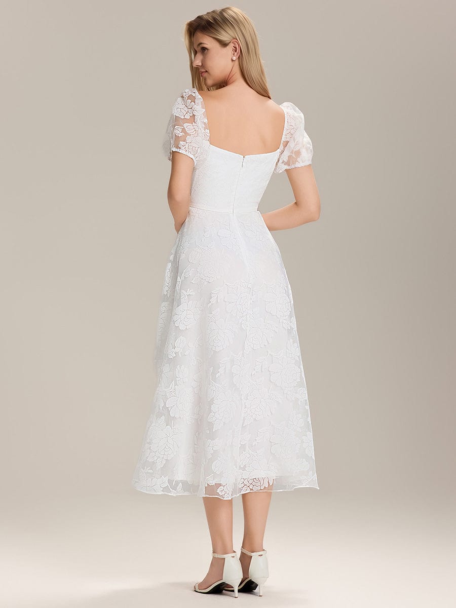 ever THALINA|Elegant Puff Sleeve A-Line Midi Dress