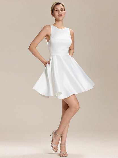 ever SELINA|Satin A-Line Mini Backless Dress with Pockets