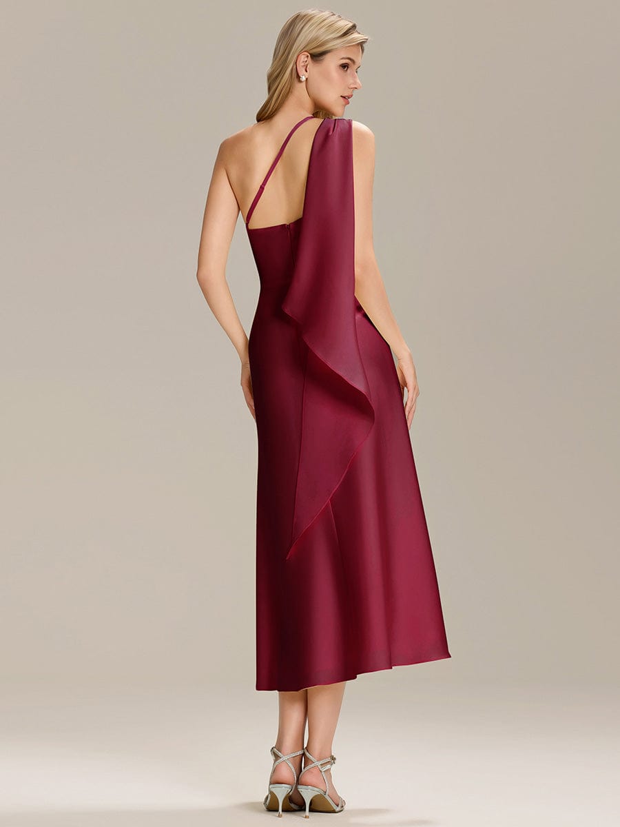 ever TAHLIA|Satin One-Shoulder Midi Wedding Guest Dress