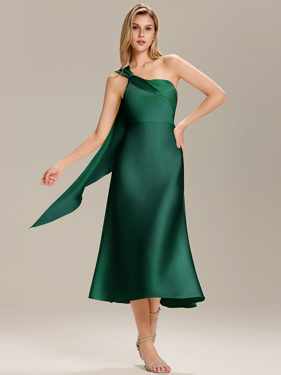 ever TAHLIA|Satin One-Shoulder Midi Wedding Guest Dress