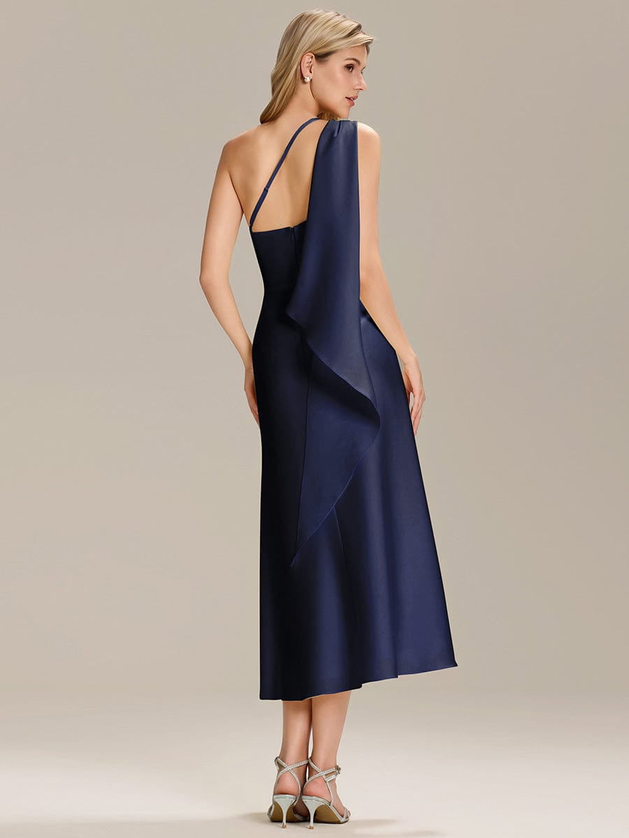 ever TAHLIA|Satin One-Shoulder Midi Wedding Guest Dress