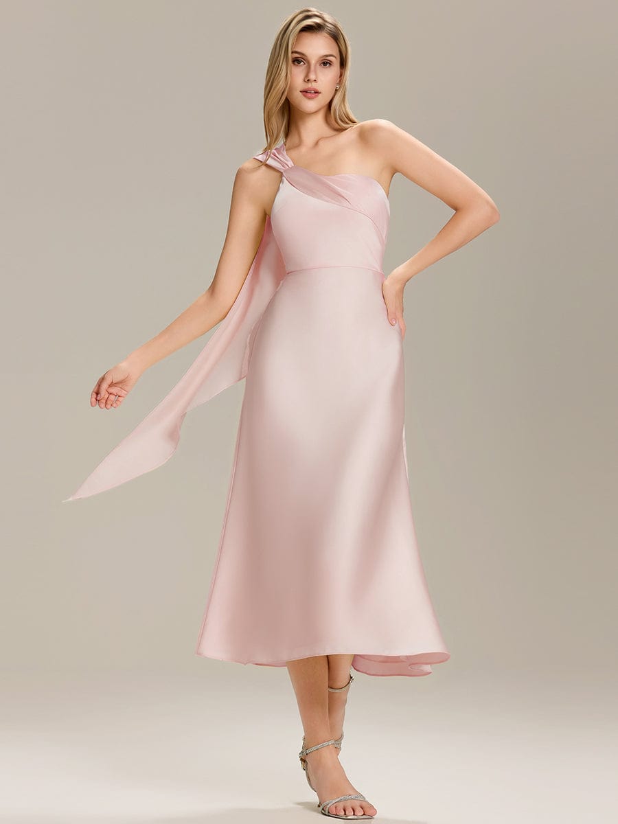 ever TAHLIA|Satin One-Shoulder Midi Wedding Guest Dress