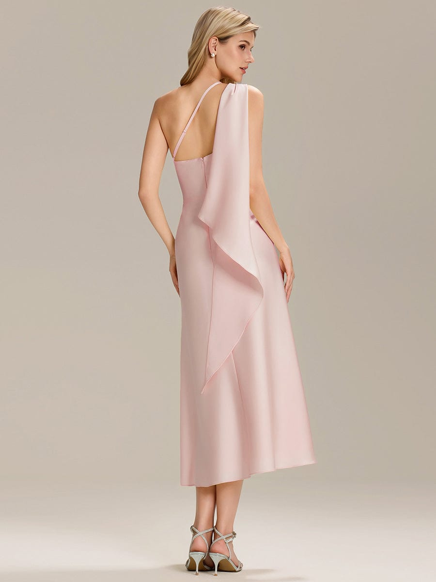 ever TAHLIA|Satin One-Shoulder Midi Wedding Guest Dress