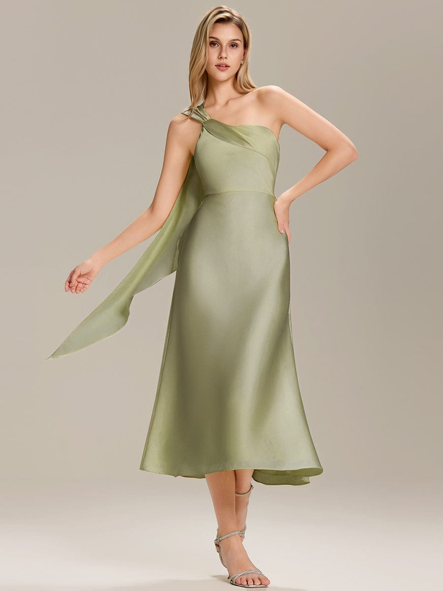 ever TAHLIA|Satin One-Shoulder Midi Wedding Guest Dress