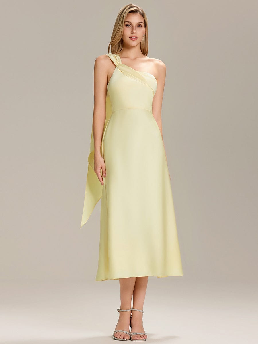 ever TAHLIA|Satin One-Shoulder Midi Wedding Guest Dress
