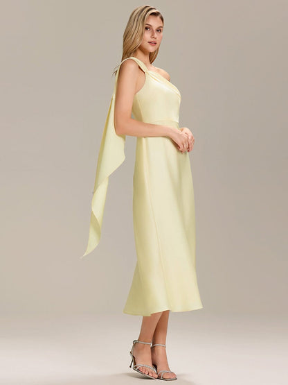 ever TAHLIA|Satin One-Shoulder Midi Wedding Guest Dress