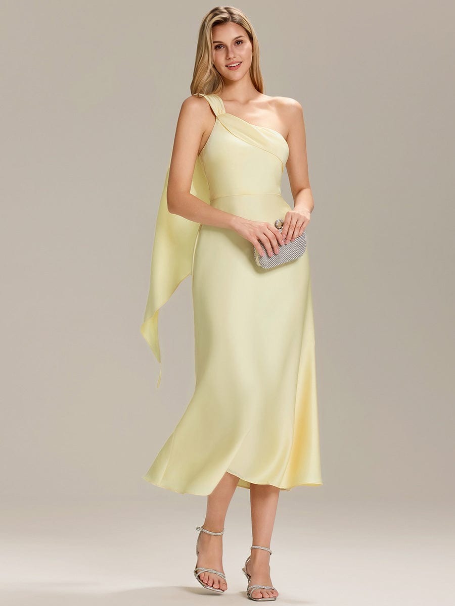 ever TAHLIA|Satin One-Shoulder Midi Wedding Guest Dress