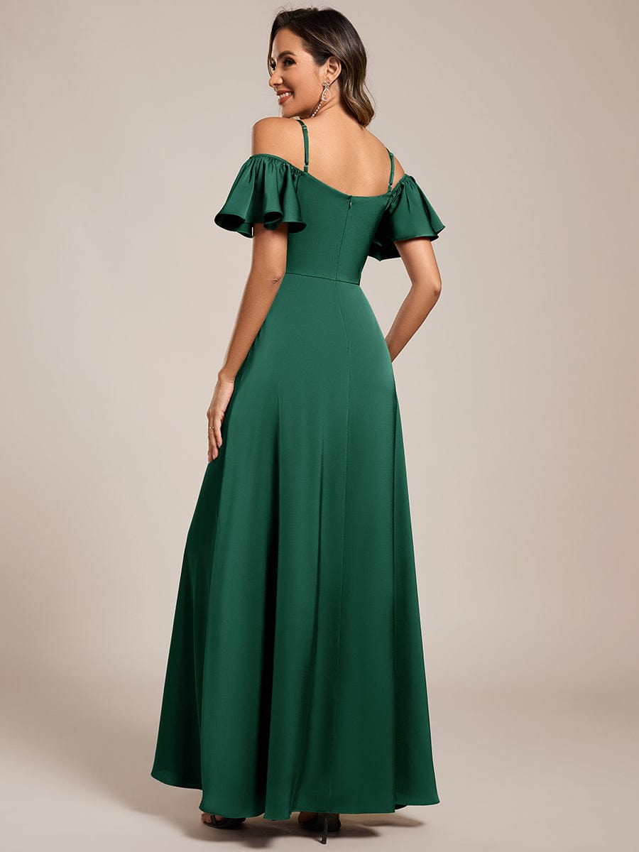 ever AUBREE|Short Sleeve Off Shoulder A-Line Satin Bridesmaid Dress