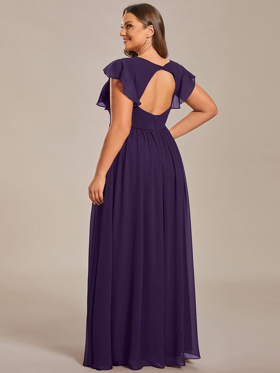 pretty LILYANA|Plus Size Chiffon Pleated A-Line Back Cutout Bridesmaid Dress