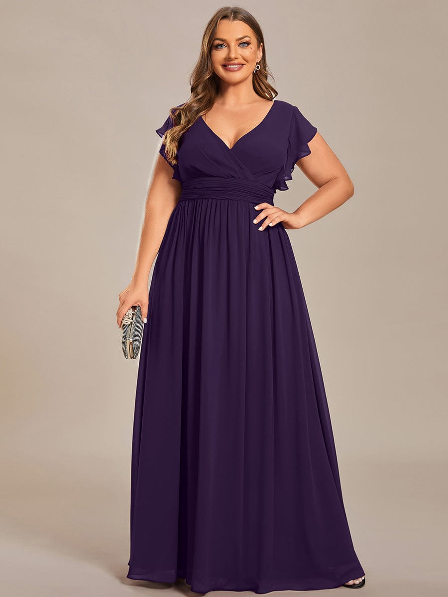 pretty LILYANA|Plus Size Chiffon Pleated A-Line Back Cutout Bridesmaid Dress
