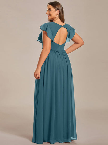 pretty LILYANA|Plus Size Chiffon Pleated A-Line Back Cutout Bridesmaid Dress
