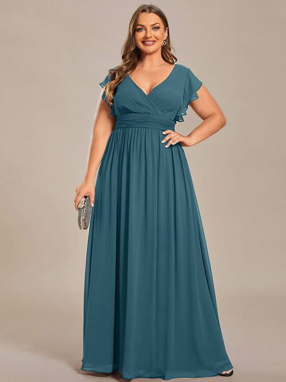 pretty LILYANA|Plus Size Chiffon Pleated A-Line Back Cutout Bridesmaid Dress