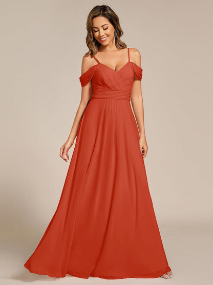 ever LIANNE|Spaghetti Strap V-Neck Pleated A-Line Bridesmaid Dress
