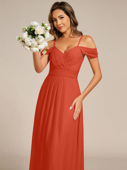 ever LIANNE|Spaghetti Strap V-Neck Pleated A-Line Bridesmaid Dress