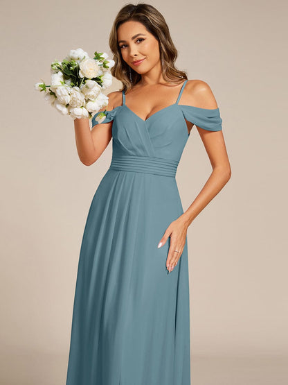 ever LIANNE|Spaghetti Strap V-Neck Pleated A-Line Bridesmaid Dress