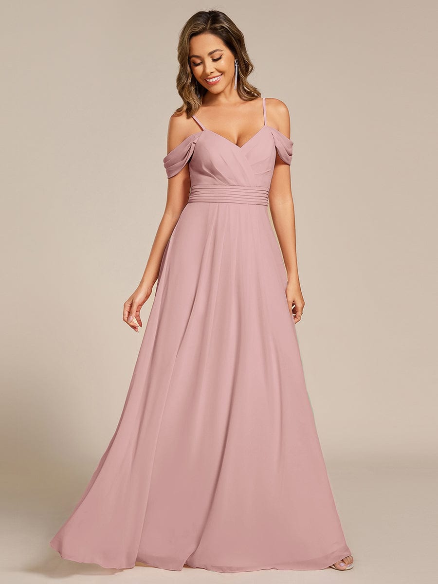 ever LIANNE|Spaghetti Strap V-Neck Pleated A-Line Bridesmaid Dress