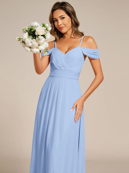 ever LIANNE|Spaghetti Strap V-Neck Pleated A-Line Bridesmaid Dress