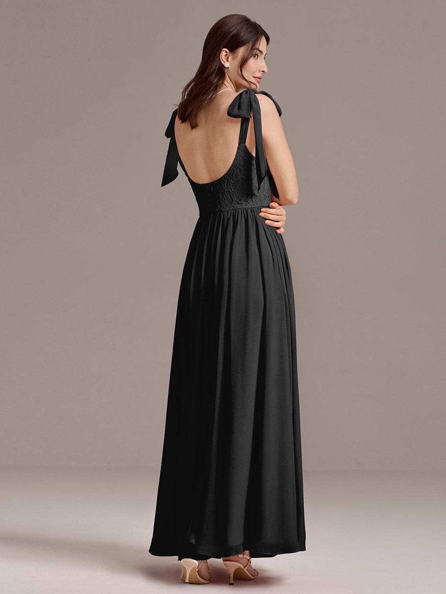 ever FRANCIE|Chiffon Sweetheart Neck Bow Tie Backless A-Line Lace Bridesmaid Dress