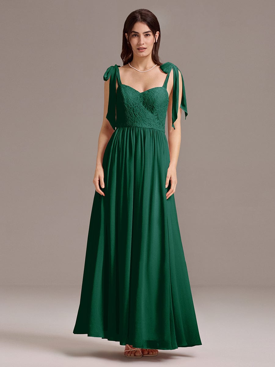 ever FRANCIE|Chiffon Sweetheart Neck Bow Tie Backless A-Line Lace Bridesmaid Dress