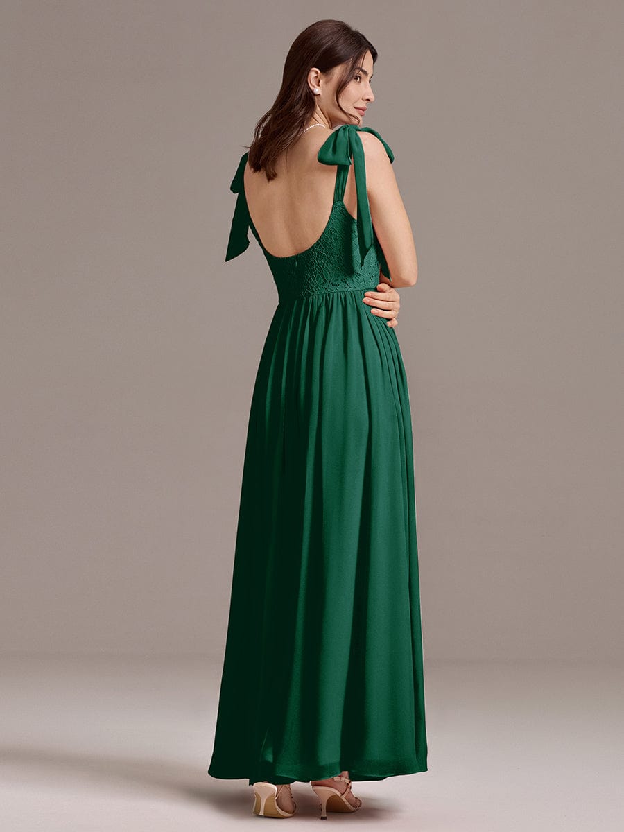 ever FRANCIE|Chiffon Sweetheart Neck Bow Tie Backless A-Line Lace Bridesmaid Dress