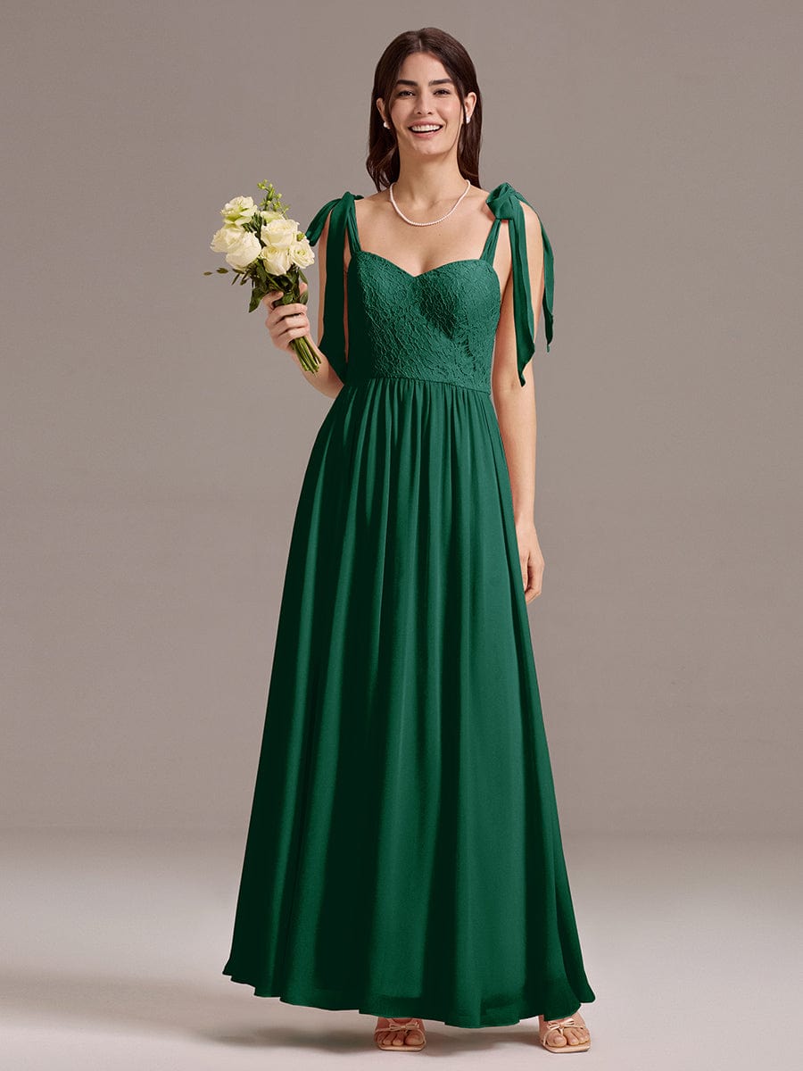 ever FRANCIE|Chiffon Sweetheart Neck Bow Tie Backless A-Line Lace Bridesmaid Dress